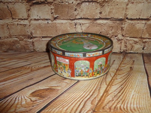 CONTENITORE DI LATTA ROTONDO STILE EAGLE BALLPARK VINTAGE ARACHIDI BASEBALL - Foto 2 di 6