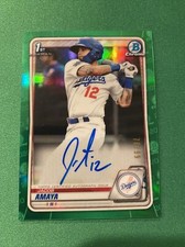 2020 Bowman Chrome Jacob Amaya Prospects Green Auto /99 RC Miami Marlins