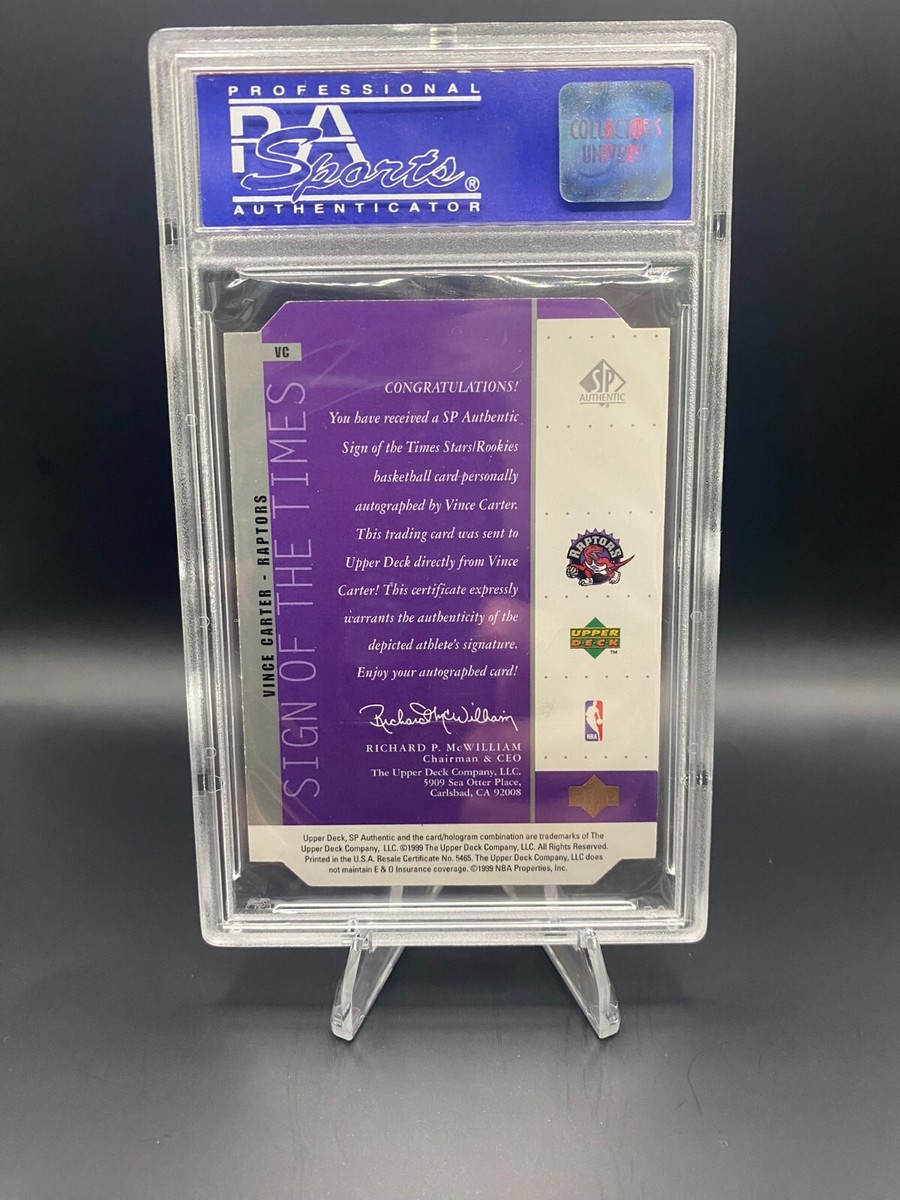 1998 NBA SP Authentic VINCE CARTER RC AUTO Sign Of The Times PSA 9 