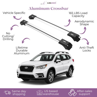 ERKUL Roof Rack Cross Bars Fits Subaru Ascent 2019-2026 Fits Raised Rails Silver