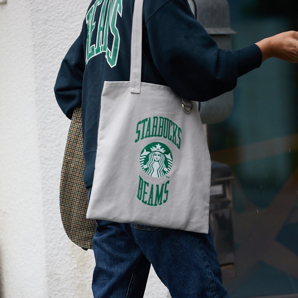 Starbucks BEAMS 2024 Tote Bag College Design Grey Japan New
