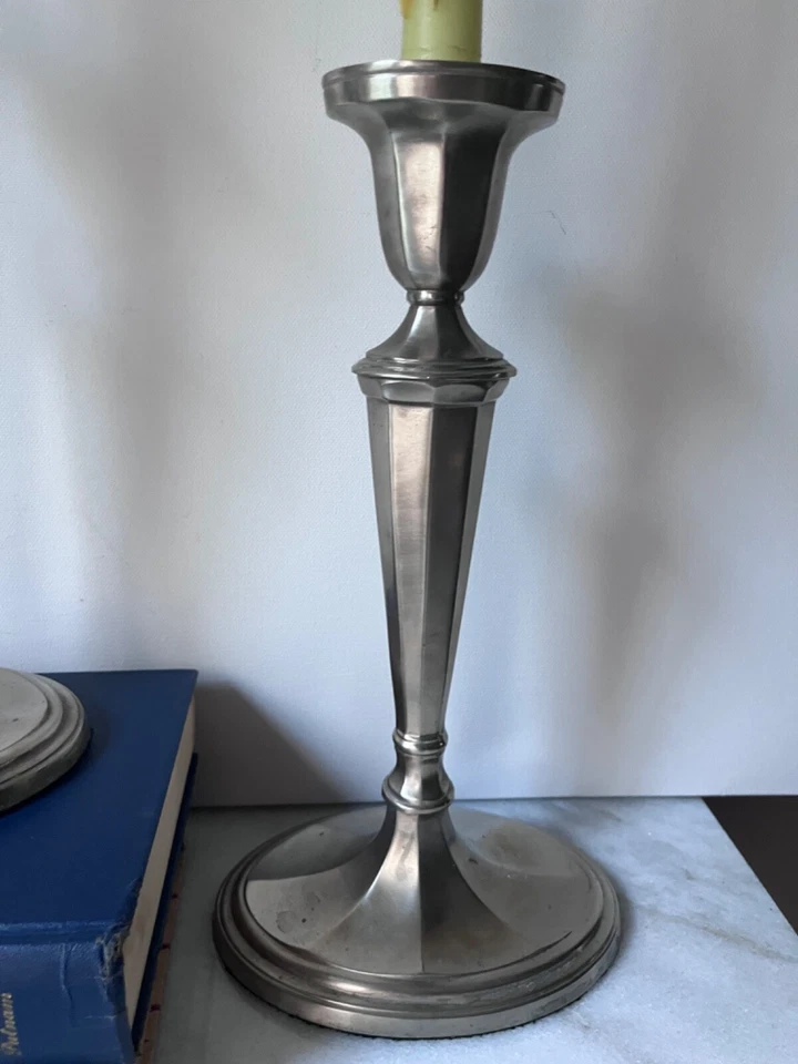 "Par de candelabros vintage de metal plateado de 8""" Foto 4 de 4