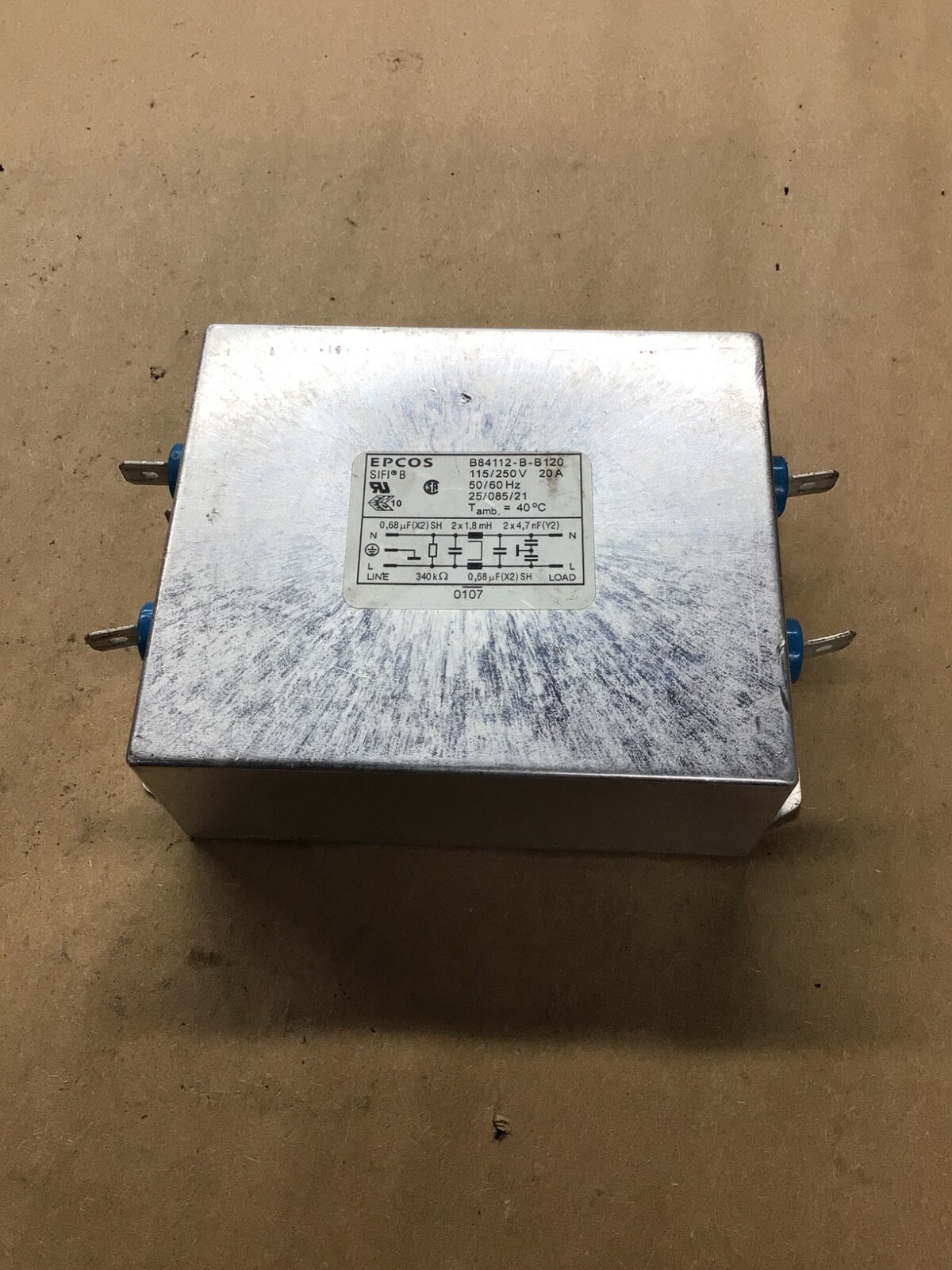 Epcos B84112-B-B120 Mains Filter 20 A 250 Vac #4012J97