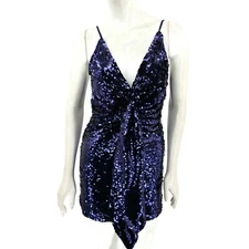 NWOT Lovers & Friends Sequin Mini Dress Womens Small Blue Spaghetti Strap