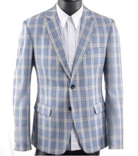Light Blue Grey Plaid Men Suit,Custom Made Plaid Men Suit,Tailor Bespoke MenSuit
