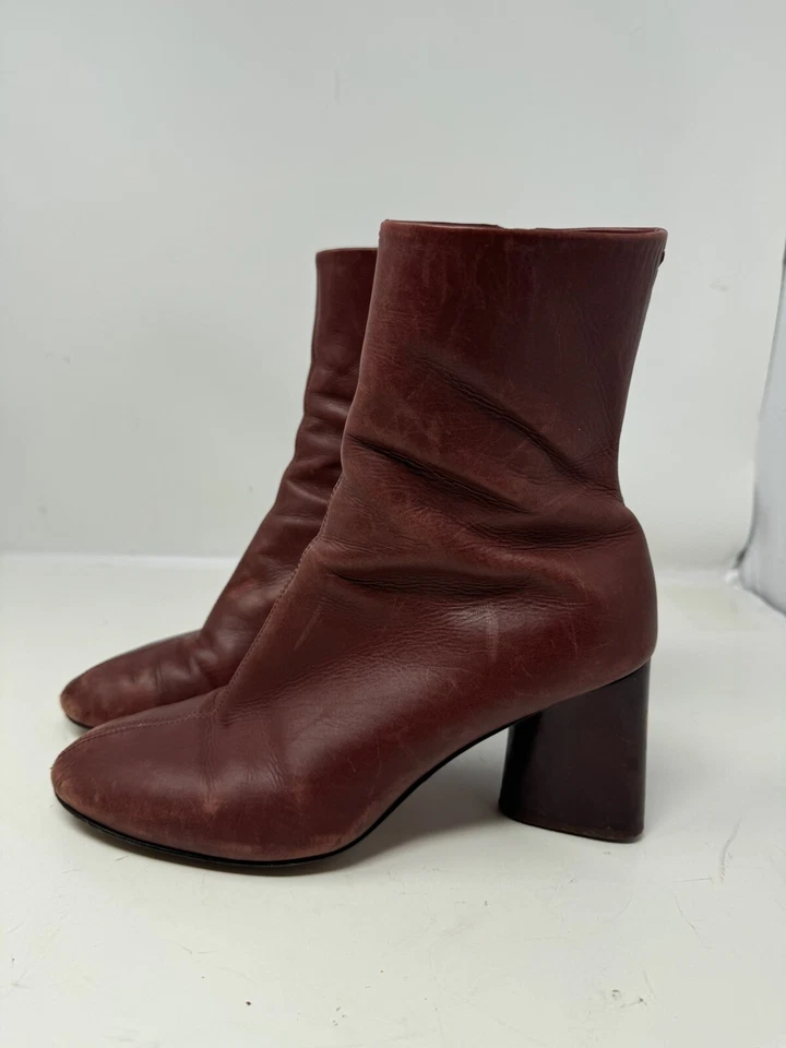 RAG & BONE Mujer Fei Botín Cuero Ruso TACÓN BLOQUE ACAMPANADO 38 US 8 Marrón Foto 2 de 4