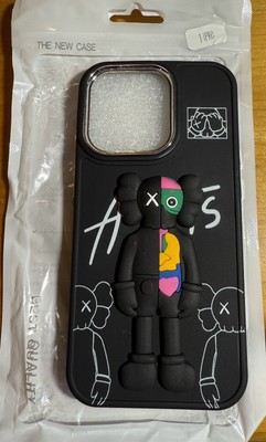 iPhone 14 Pro Case Kawaii Cartoon Graffiti Black 3D Textured Silicone Case