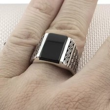 New 925-Sterling Silver Natural Gemstone Black Onyx Beautiful Premium Men's Ring