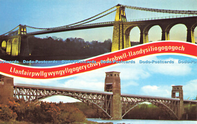 R571439 Menai Brücke Bretagne Eisenbahnbrücke Dennis Mehransicht