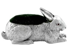 Antique Edwardian Sterling Silver Rabbit Pin Cushion (1908)