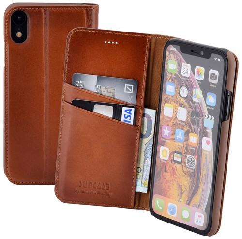 Suncase Origina - Custodia a libro per iPhone 8 / iPhone 7, in pelle, con funzione leggio e scomparto per carte di credito