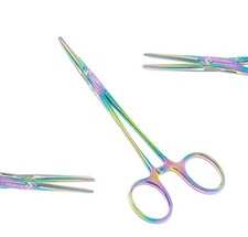 Premium Mosquito Hemostat Forceps 5" Straight Locking Handle Rainbow Surgical