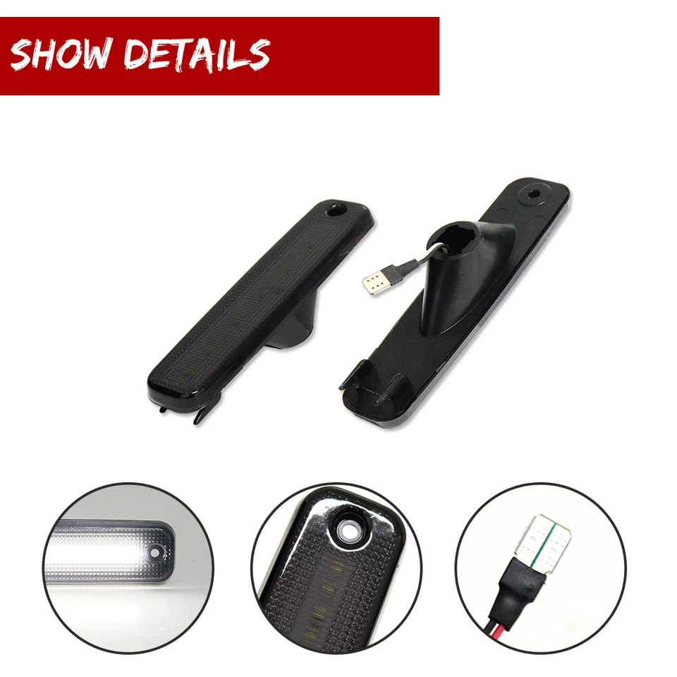Black Lens White LED Front Side Marker Parking Lamps Kit For 94-99 Toyota Celica - Image 3 of 4