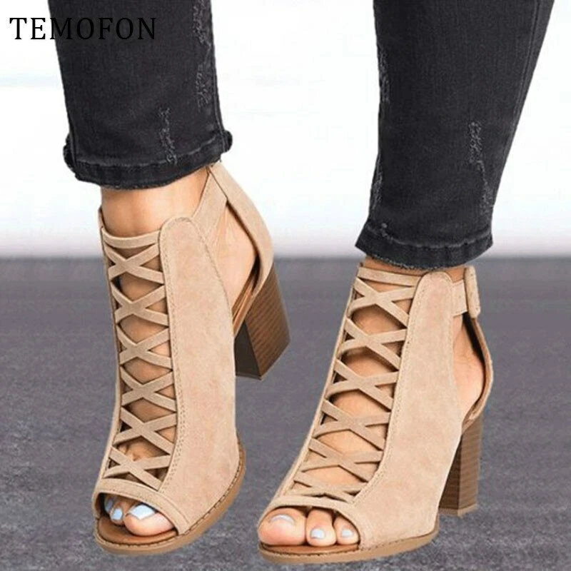 Sandalias De Tac n Cuadrado Para Mujer Zapatos De Verano Moda