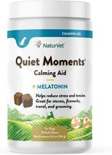 NaturVet QUIET MOMENTS Plus Melatonin Dog Soft Chew Fireworks Travel 70 ct