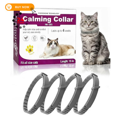 JahyShow 4 Pack Calming Collar for Cats   Grey, Pheromone Collars Grey