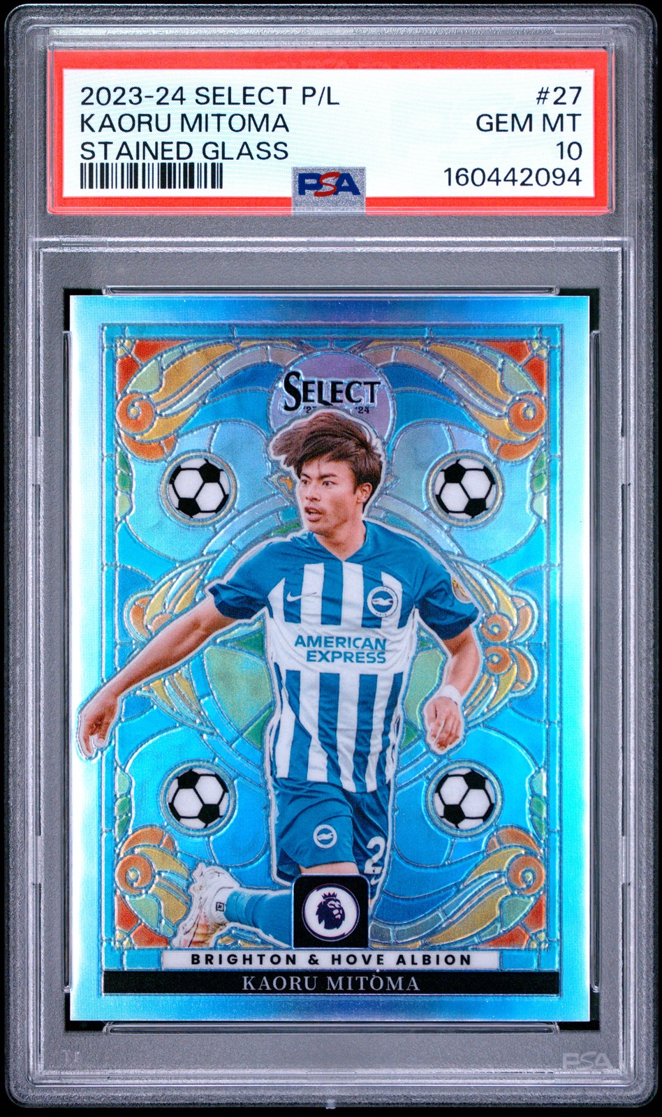 2023-24 PANINI SELECT PREMIER LEAGUE STAINED GLASS #27 KAORU MITOMA PSA 10