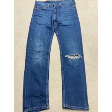 Levis 510 Skinny Fit Jeans Mens 30x30 Blue Distressed Denim Knee Hole