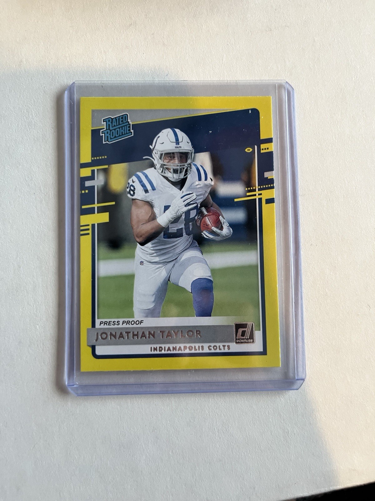 2020 Panini Donruss Rated Rookie Jonathan Taylor Press Proof Yellow #317 Colts
