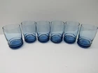 6 Vintage Anchor Hocking 3.5" Juice Glasses MCM Blue Tint GUC