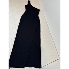 NWT Lulus Good Times Only Black One-Shoulder Maxi Dress Wedding Formal Size M