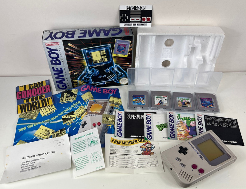 Nintendo Game Boy Console Boxed DMG Original Games Bundle Tetris Super Mario Lot