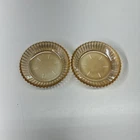 Vtg Anchor Hocking Queen Mary Yellow Iridescent Depression Glass Coasters