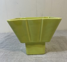 Vtg 1954 Miramar California Green Square Pottery Planter vase MCM 5" ceramic