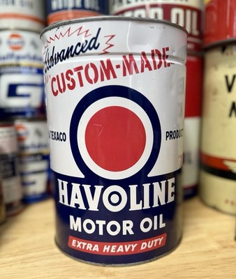 Vintage Havoline Extra Heavy Duty Motor Oil Can 5 QT Quart Empty