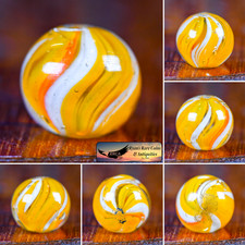 Orange Onionskin Marble, Handmade 0.57 in, Near Mint-, 1860-1920 Germany, S1632