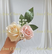 Men  s Cream  Pink Rose Buttonhole For Weddings  Special Occasions