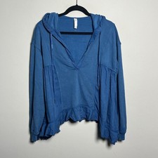 Anthropologie Daily Practice Sapphire Hoodie Women's XS Blue Oversized Top