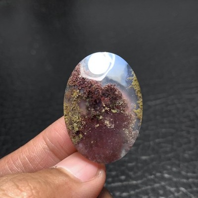 Scenic Moss Agate Cabochon 32x23x5mm High Quality 26.5 ct