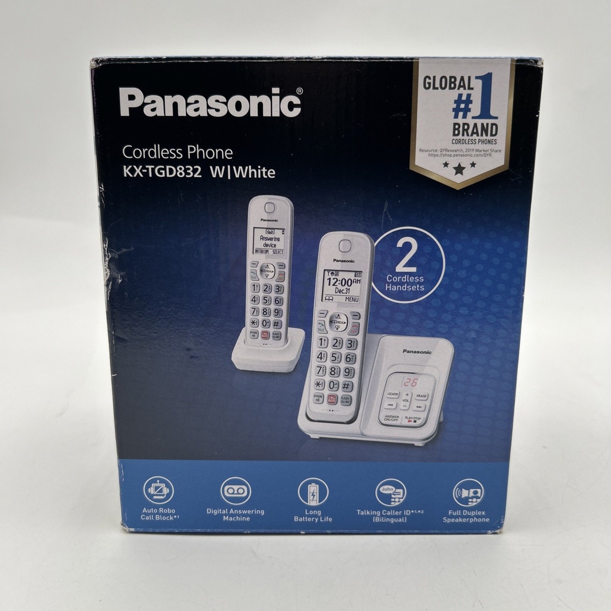 Panasonic Cordless Phone KX-TGD832 (2-Cordless Phone) & Answering