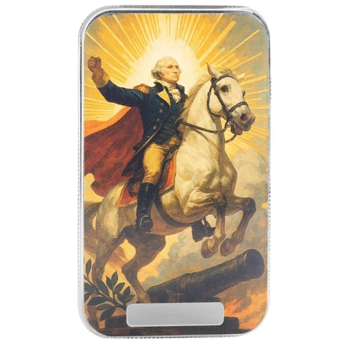 1 oz George Washington Riding to Freedom Colorized .999 Silver Bullion Bar #A659