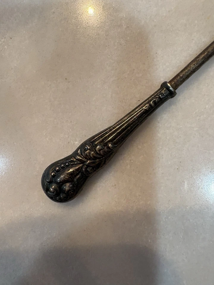 Antigua herramienta de gancho de botón de plata esterlina, herramienta victoriana de gancho para zapatos, herramienta antigua Foto 2 de 4