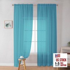 Sheer Curtains 72 Inches Long 2 Panels for 42"W x 72"L Pack of 2 Turquoise