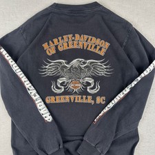 Vintage Harley Davidson T Shirt Mens Medium Black Eagle Long Sleeve Made In USA