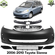 Front Bumper Cover Primed Plastic Fog Lights Cover For 2006-2010 Toyota Sienna