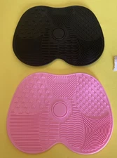 Textured Mini Cosmetic Brush Cleaning Mats Lot Of 2 Pink And Black New