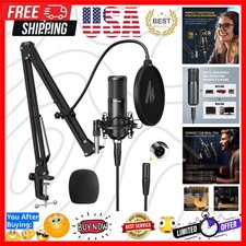 XLR Condenser Microphone, Professional Cardioid Studio Recording Mic for Stre...
