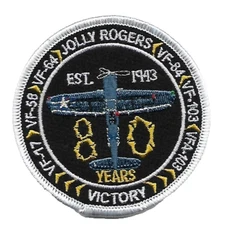 VFA-103 JOLLY ROGERS EST. 1943 - 80 YEARS VICTORY SHOULDER PATCH