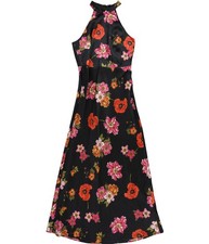 GUESS Womens Floral Print Halter Bodycon Dress, Multicoloured, Medium