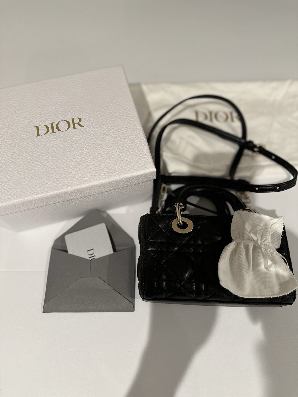 Dior Lady D-Joy Micro Bag in Black Quilted Lambskin with Cannage Stitch