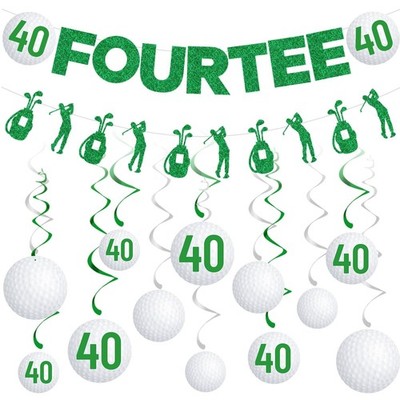 Gameza 40th Birthday Party Decorations, 14PCS Golf Birthday Banner Hanging Sw...