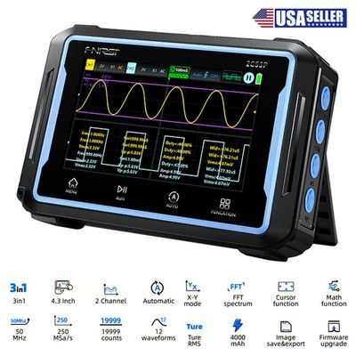 3in-1 Dual Channel Flat Panel Oscilloscope 4.5 Digit Multimeter Signal Generator
