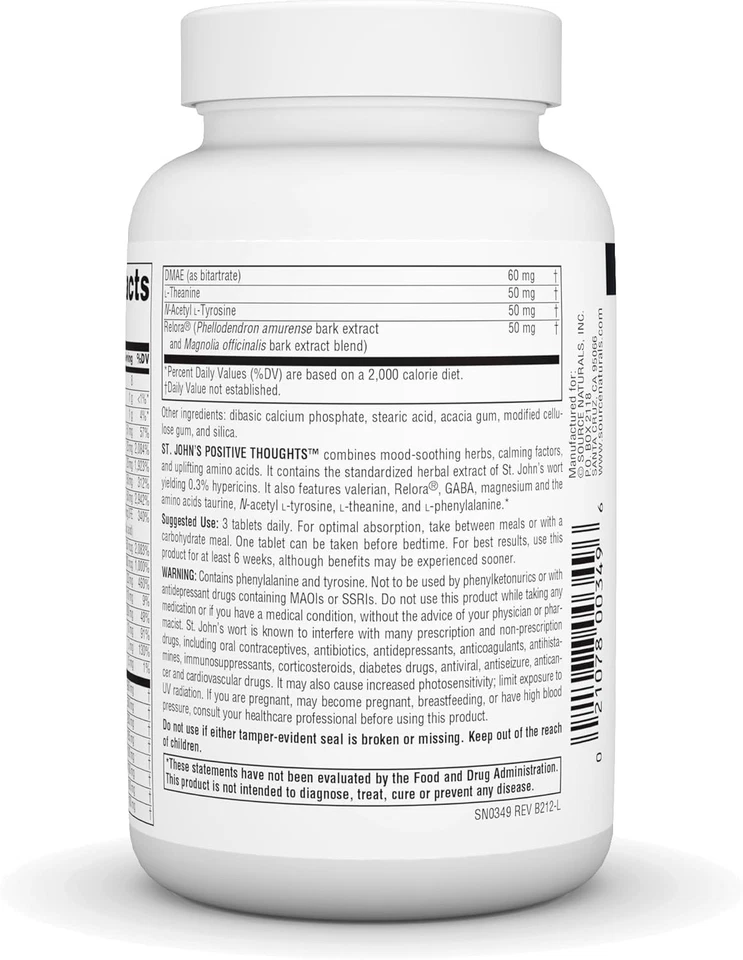 Source Naturals Pensamientos positivos de San Juan, apoya un buen estado de ánimo* - 90...  Foto 3 de 4