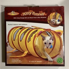 Pet Store Kitty Tunnel w/Ball and Mesh Peek-a-Boo Windows 27L x 10D New