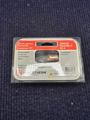 (QTY 5) Hypertherm 220816: 85A Nozzle Fits Powermax 85/105/HRT/MRT