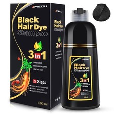 MEIDU 3 in 1 Black Hair Dye Shampoo - Can cover gray hairs,Herbal Ingredients Na